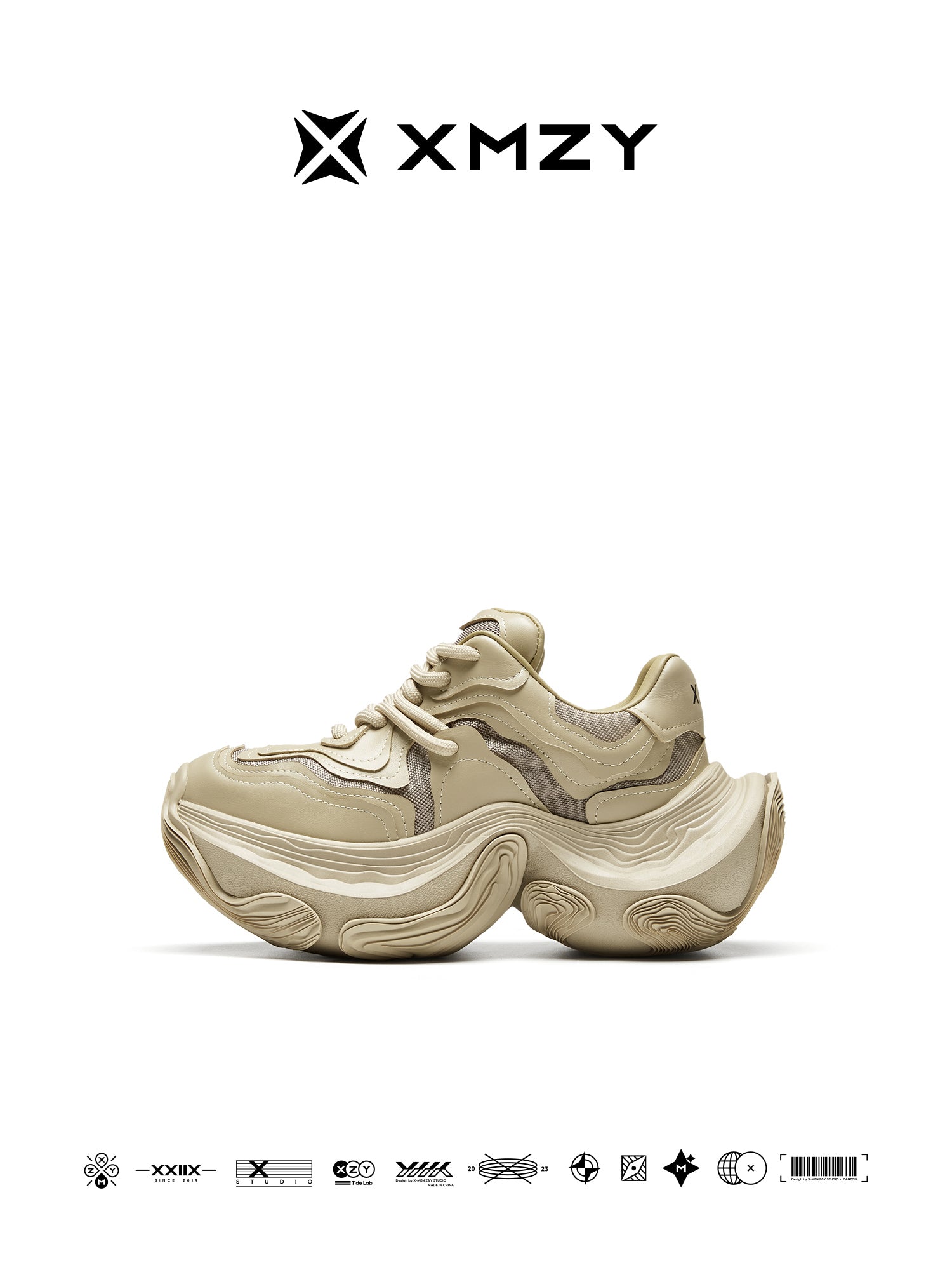 Original Design XMZY Spring 2025 Genuine Leather Chunky Sole Platform Sneakers