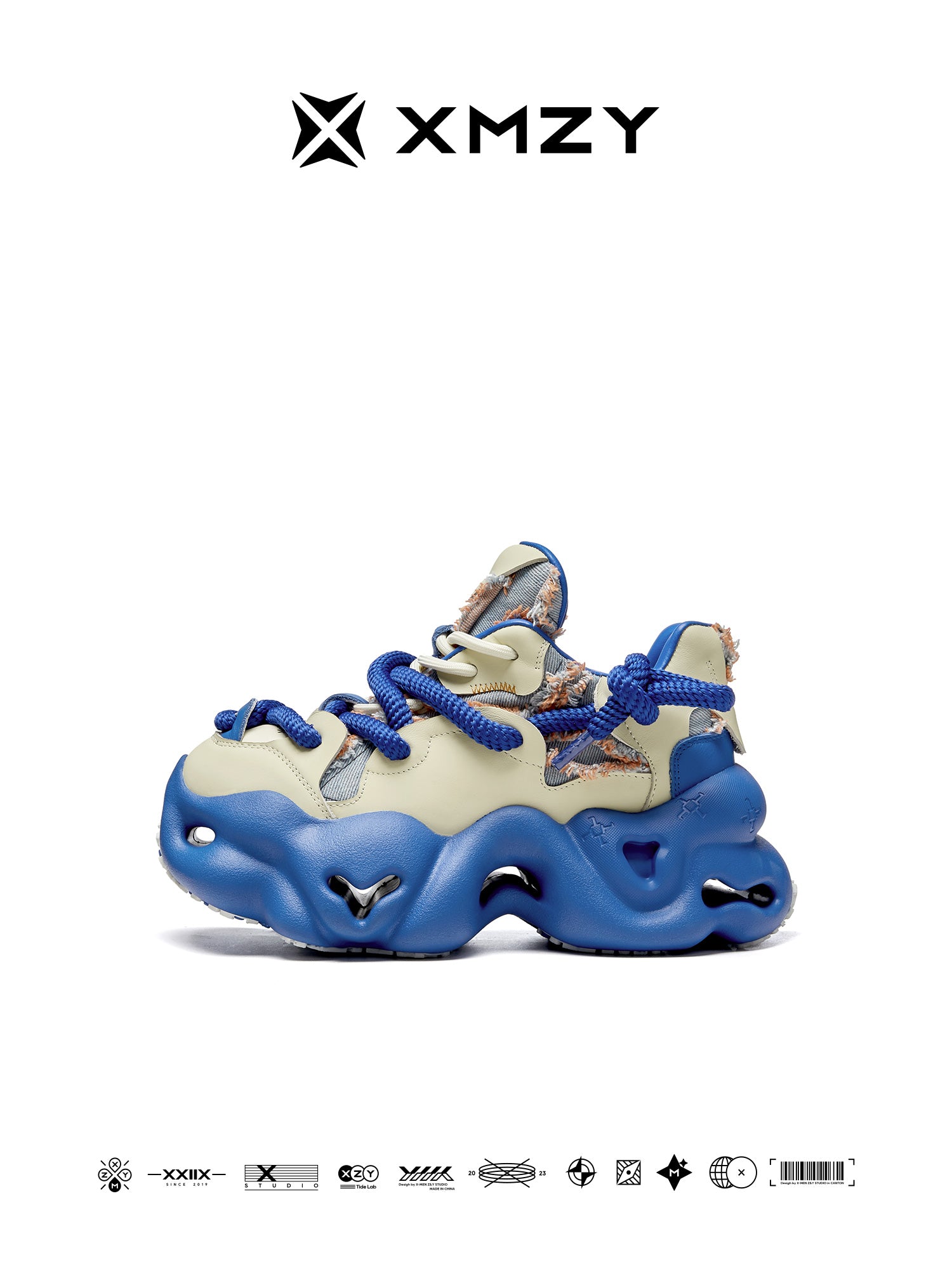 Original Design XMZY2025 New Original Leather Patchwork Color-Contrasting Design Hip-Hop Street Style Dad Shoes