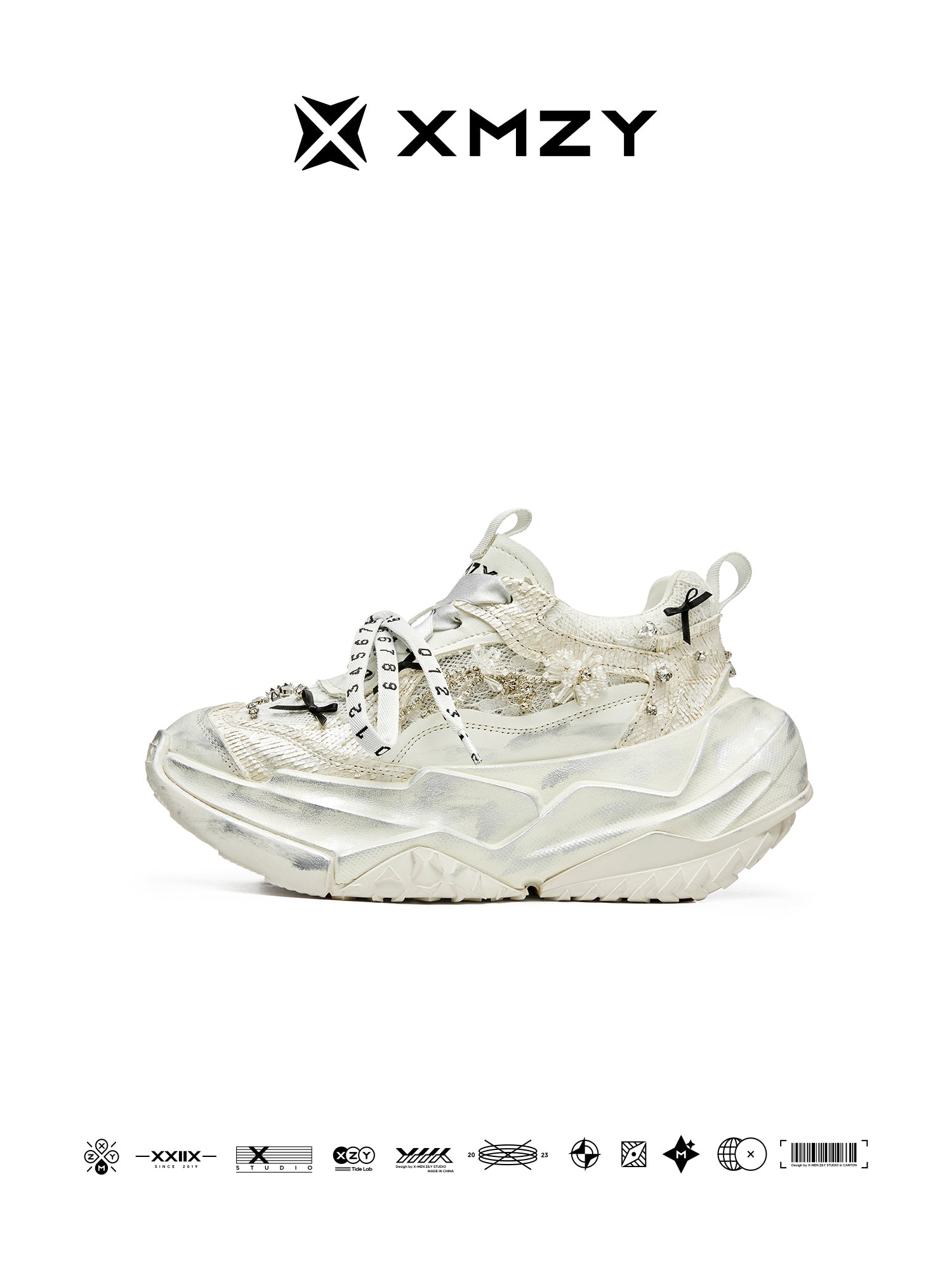 Original Design XMZY Twilight Retro Beaded Platform Sneakers - 6-8cm Lift Women's Dad Shoes (Summer 2025)