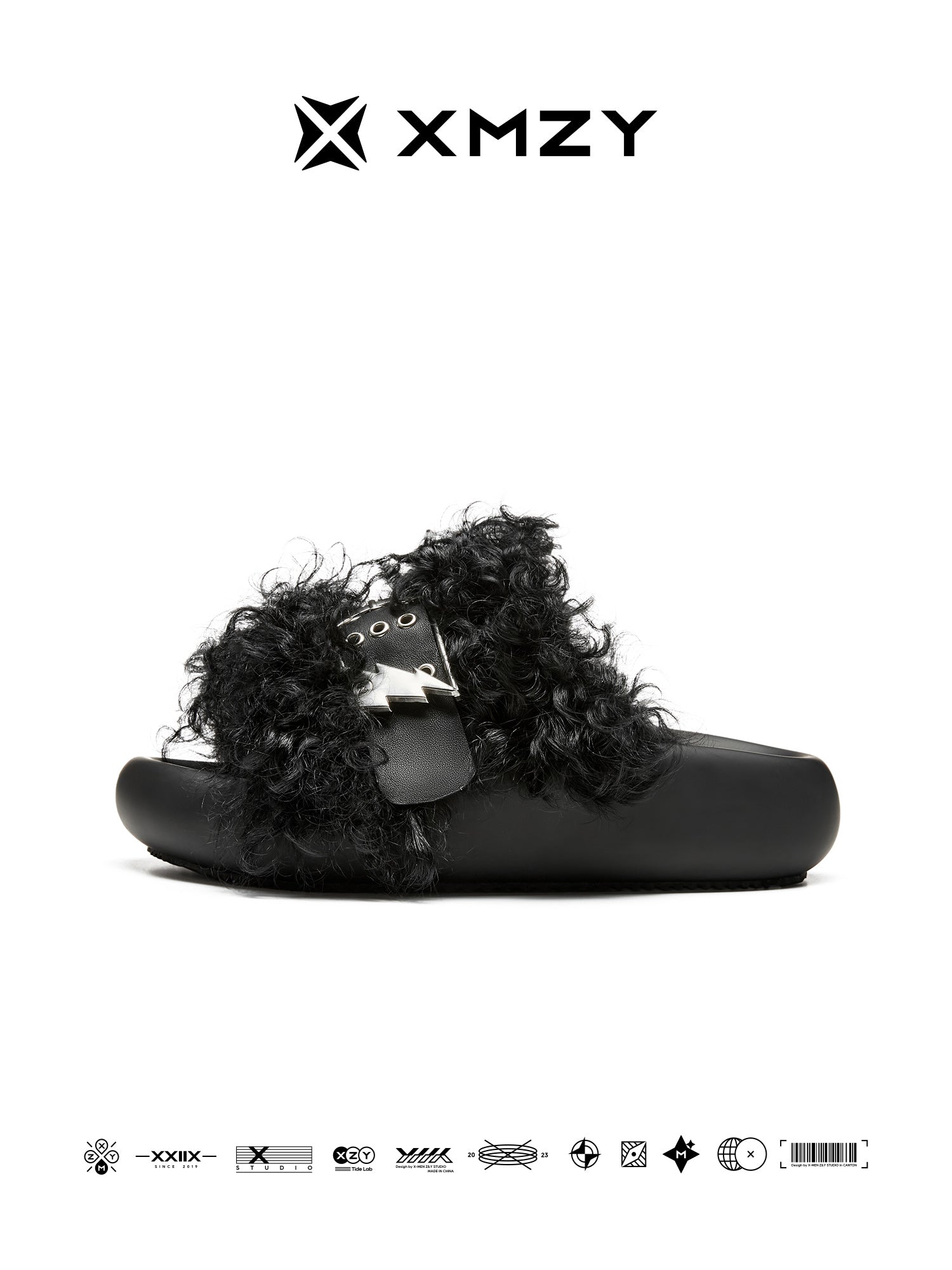 Hot Sales XMZY Women's 2025 Summer Lambswool Patchwork Platform Slides