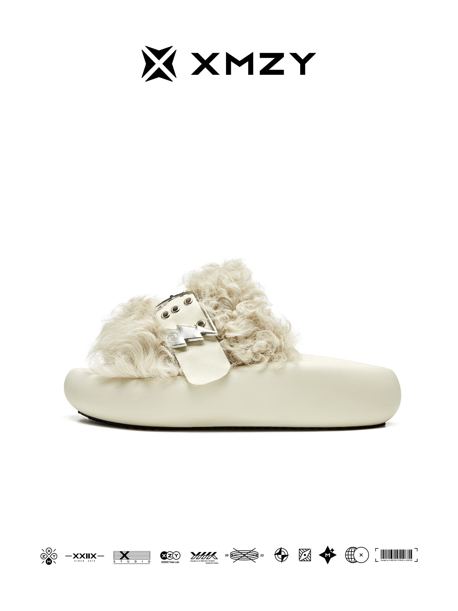 Hot Sales XMZY Women's 2025 Summer Lambswool Patchwork Platform Slides