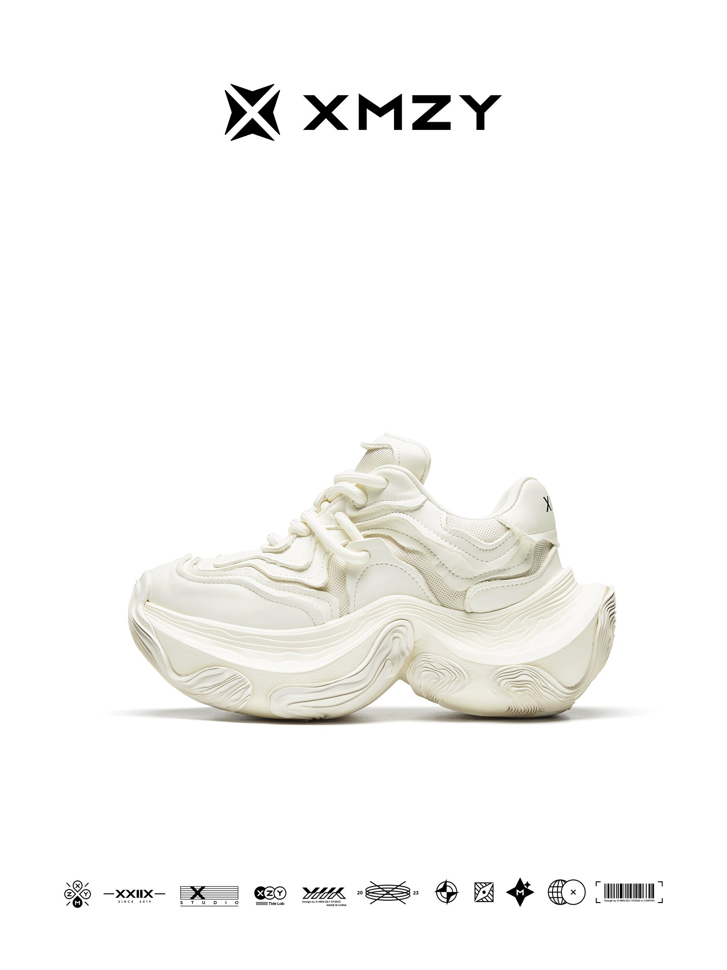 Original Design XMZY Spring 2025 Genuine Leather Chunky Sole Platform Sneakers