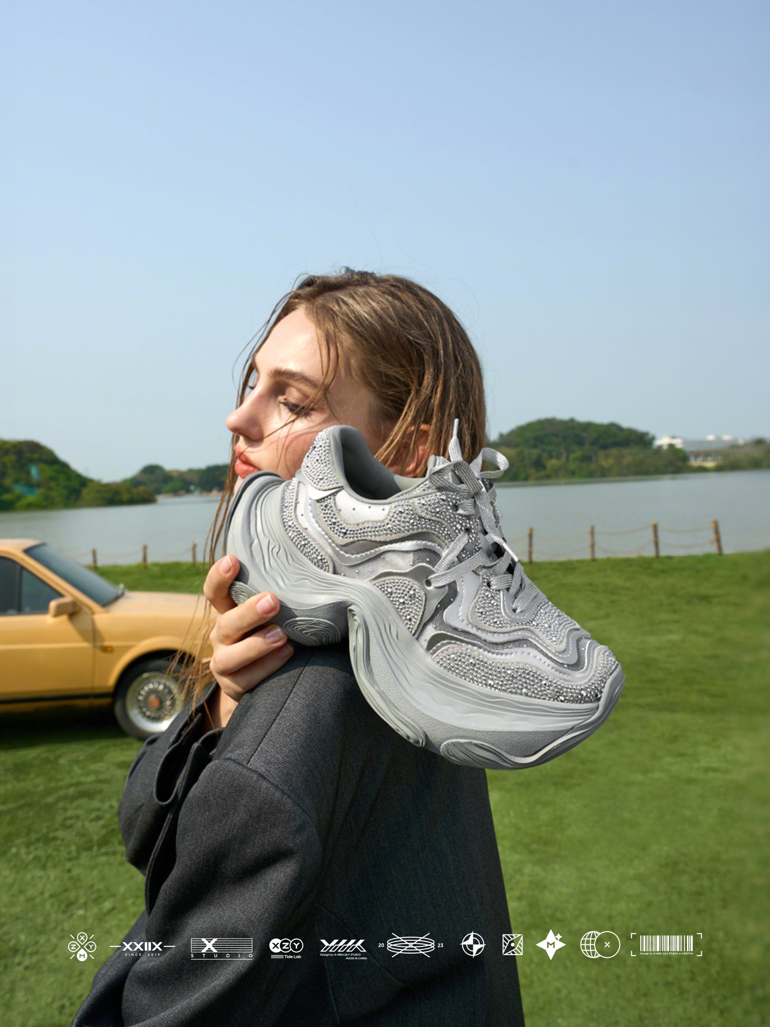 High-end XMZY Starlight Goddess 2025 Women's Crystal-Encrusted Dad Sneakers