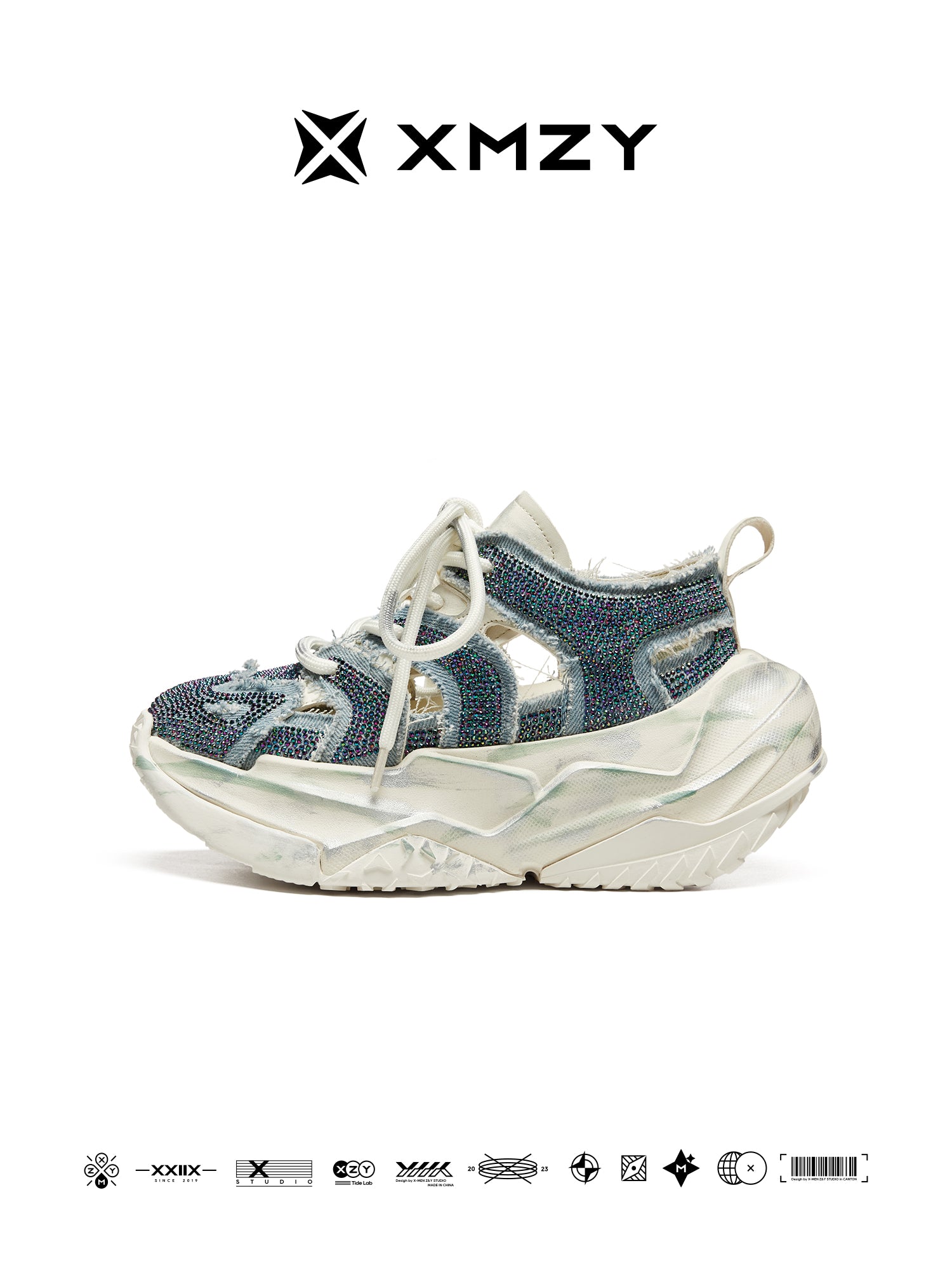 Original Design XMZY 2025 Summer Women’s Bedazzled Dad Sneakers