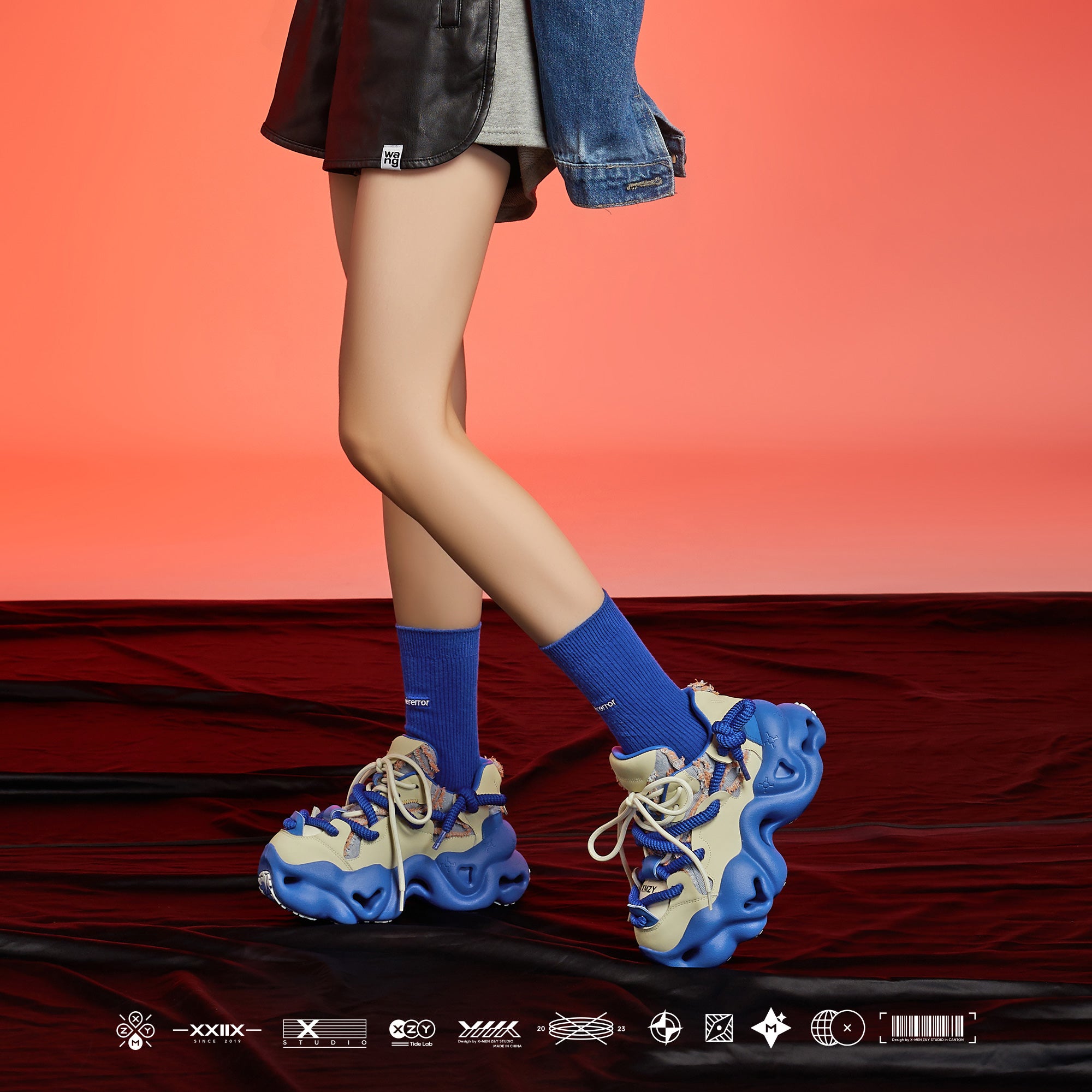 Original Design XMZY2025 New Original Leather Patchwork Color-Contrasting Design Hip-Hop Street Style Dad Shoes