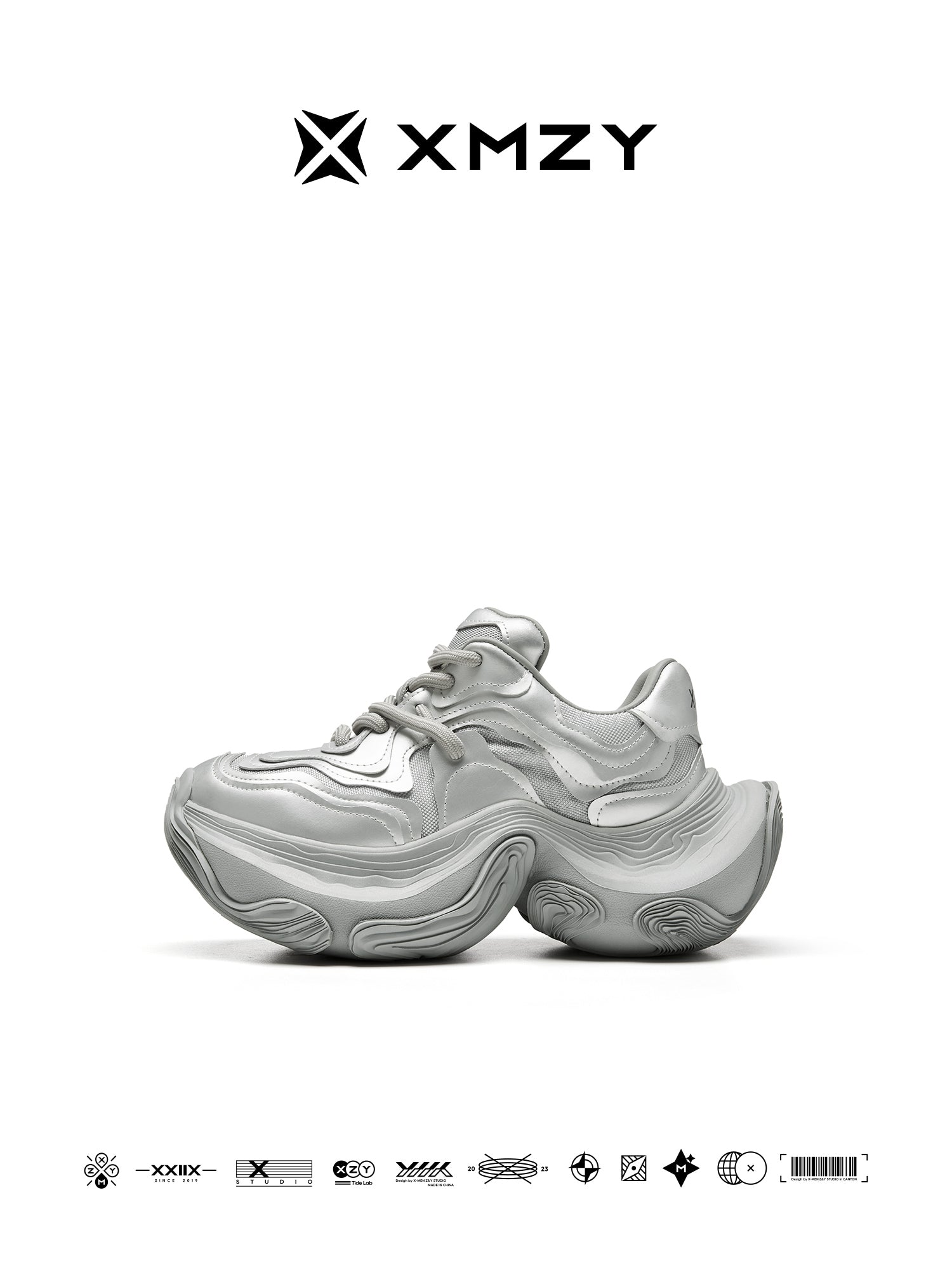 Original Design XMZY Spring 2025 Genuine Leather Chunky Sole Platform Sneakers