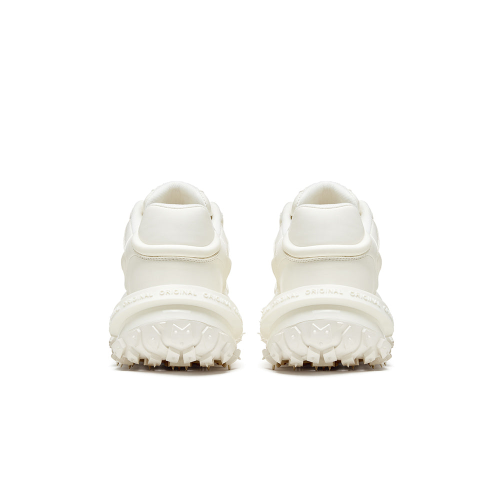 XMZY 2025 Spring New Original Leather Hollow Design Breathable White Sneakers Thick Soled Heightened Dad Shoes Women