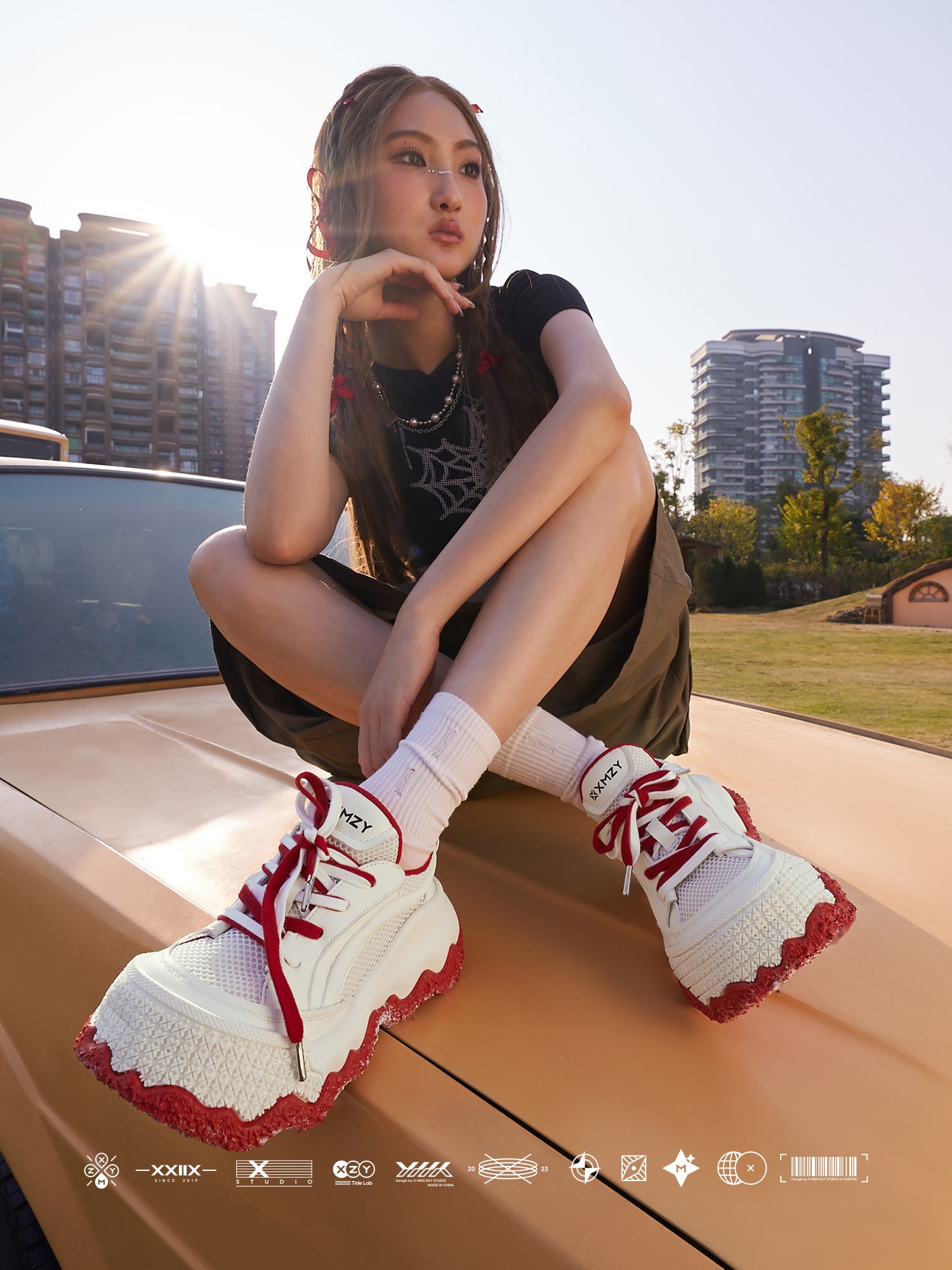 XMZY Eden Glow Chunky Sneakers - Unisex Napa Leather Platform Shoes